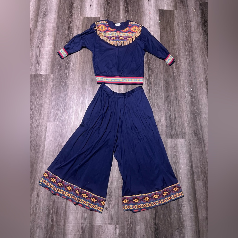 Vintage Jo Hardin Boho Chic Navy Wide Leg set